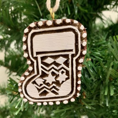 Wood Hima Bindu Ornament  Stocking