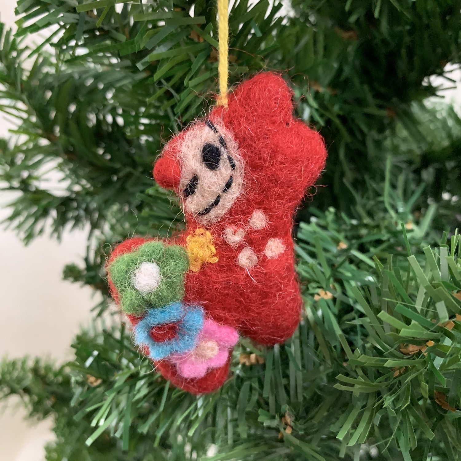 Red Mini Deer Felt Ornament, Nepal