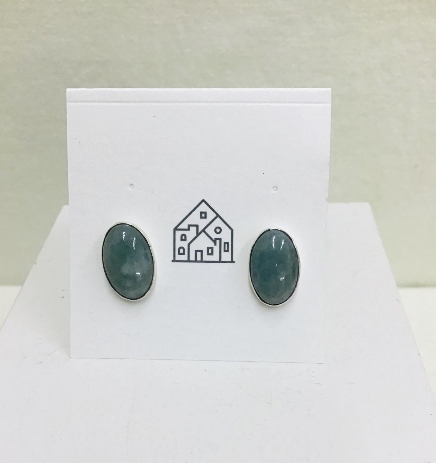 Jade Post Earrings, Guatemala