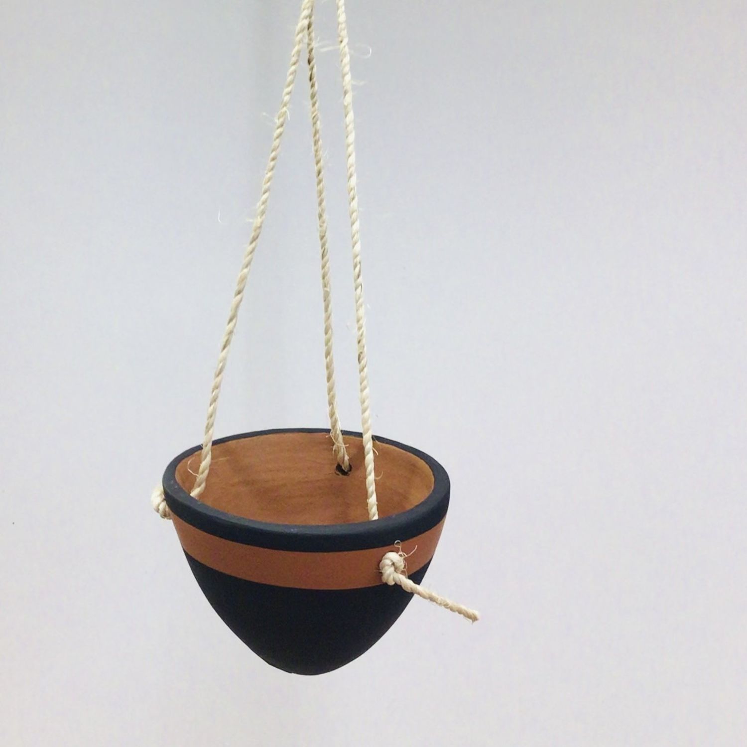 Small Hanging Black Terracotta Planter, Nicaragua