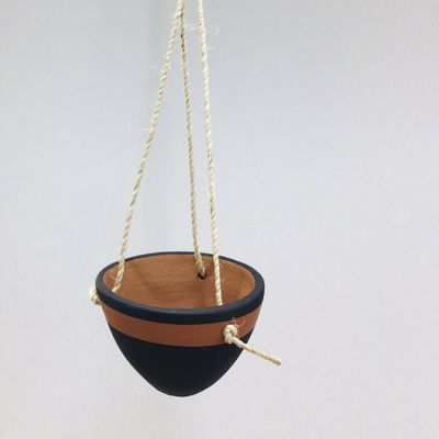 Small Hanging Black Terracotta Planter, Nicaragua