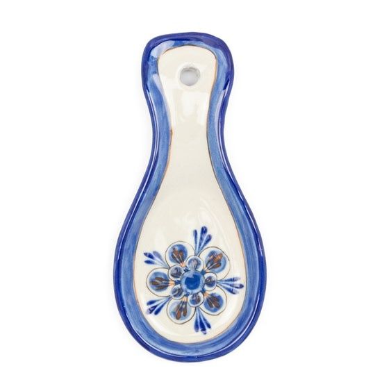 Stoneware Spoon Rest: Blue with Brown, Guatemala