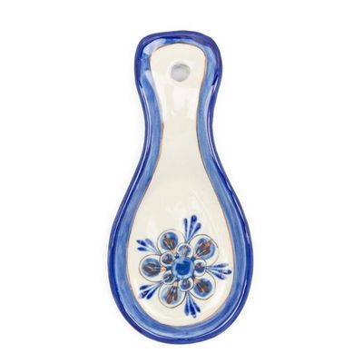 Stoneware Spoon Rest: Blue with Brown, Guatemala