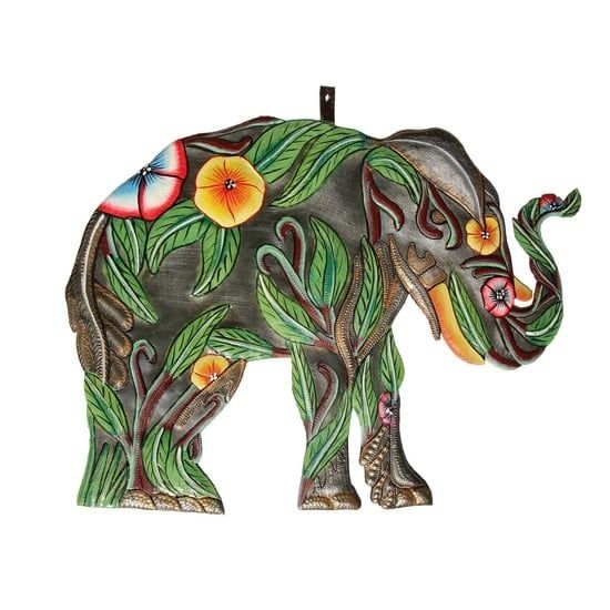 Hibiscus Elephant Haitian Cut Metal Art, Haiti