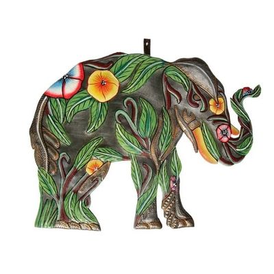 Hibiscus Elephant Haitian Cut Metal Art, Haiti