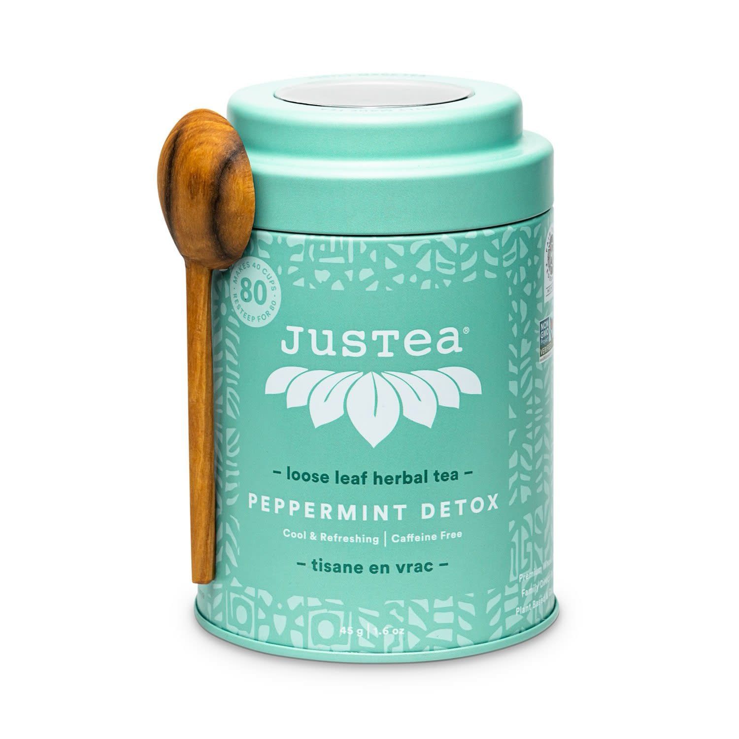Justea Peppermint Detox Loose Tea Tin with Spoon