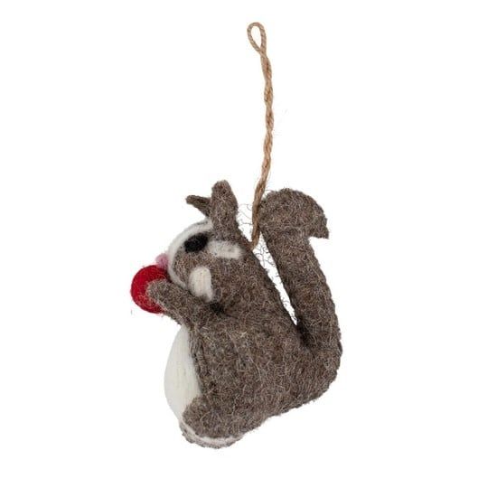 Happy Squirrel Felt Ornament, India