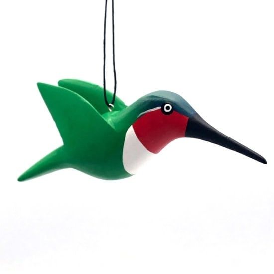 Ruby Throated Hummingbird Balsa Ornament, Nicaragua