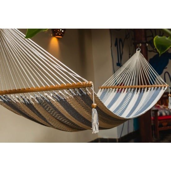 Handwoven Hammock Gray and Cream, Nicaragua