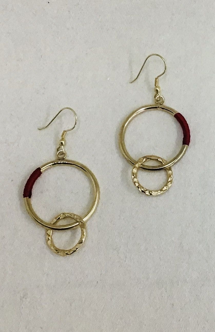 Red Thread Hoop Earrings
