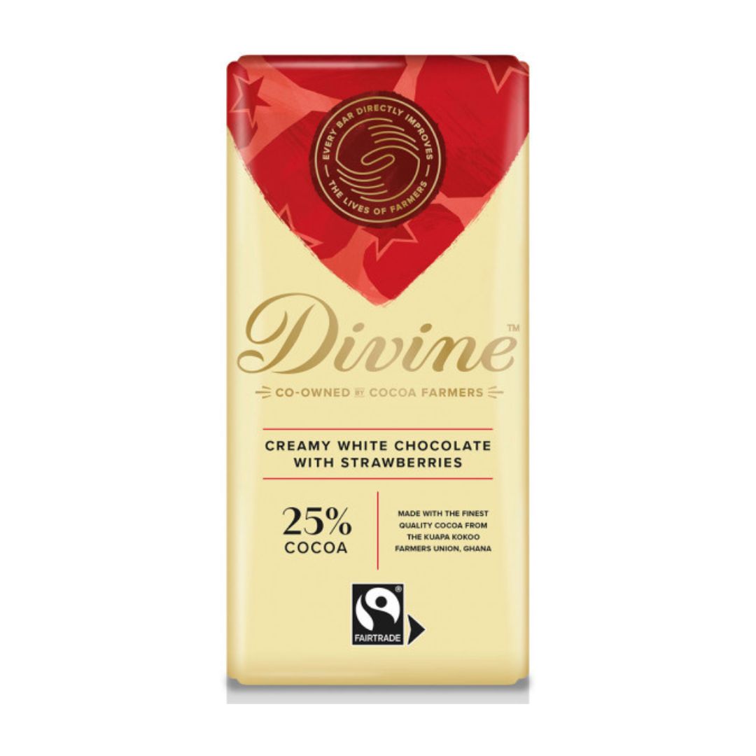 Divine Chocolate White Chocolate with Strawberries