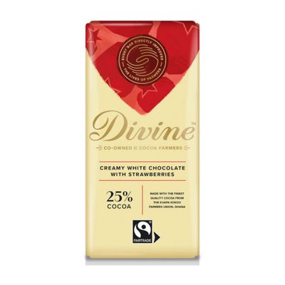 Divine Chocolate White Chocolate with Strawberries