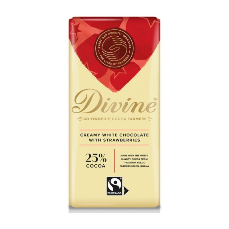 Divine Chocolate White Chocolate with Strawberries