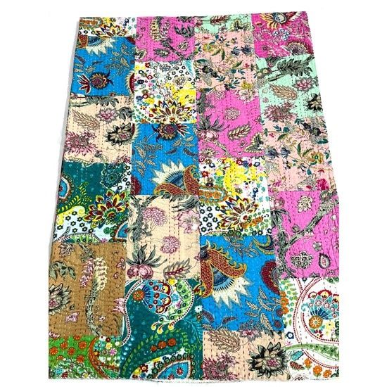 Cotton Patchwork Kantha Quilt Large, India