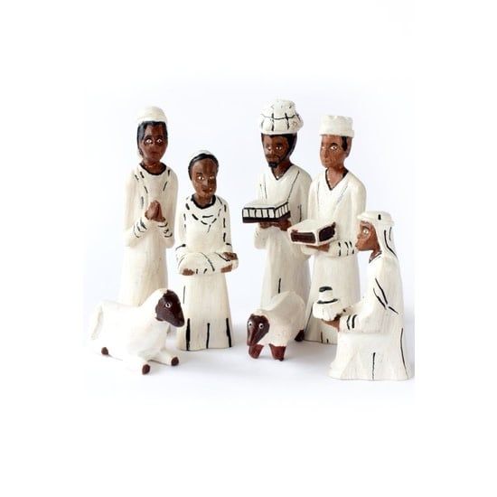 Dino&#39;s Hand Painted Wooden Nativity Scene, Mozambique