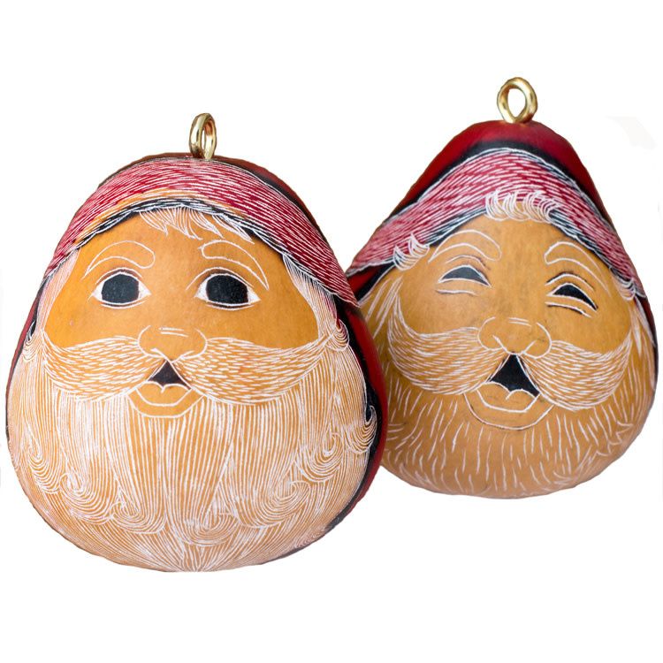 Santa Smile Gourd Ornament, Peru