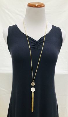 Filigree and Bone Tassel Necklace