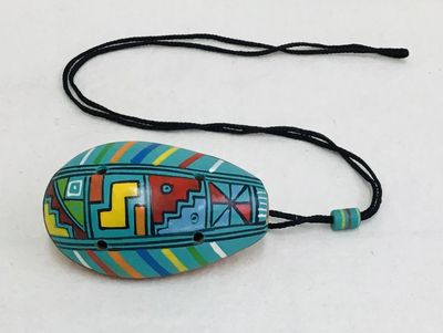 Teal Ceramic Ocarina Flute