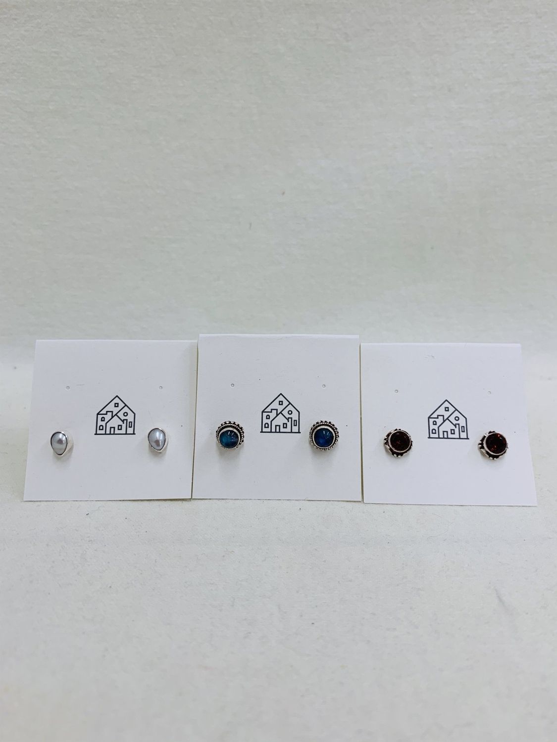 Sterling Silver Stud Gem Stones, Nepal