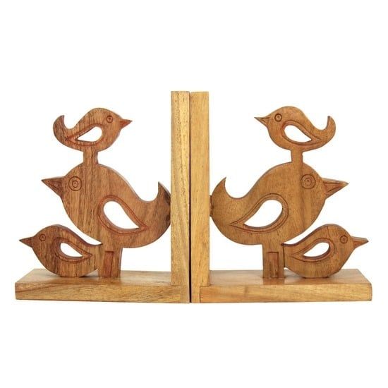 Handcarved Bird Bookends, India