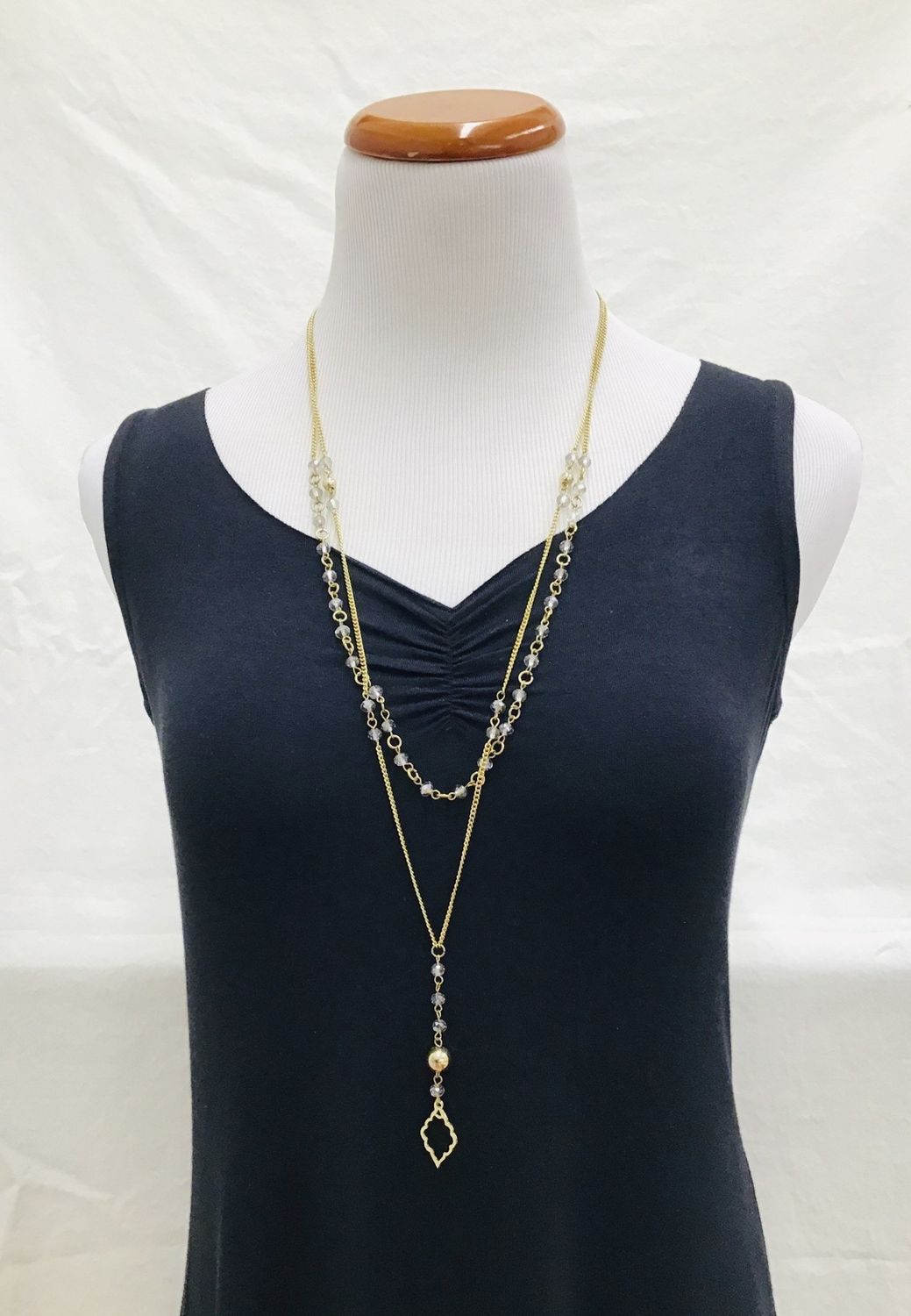 Crystal double Golden chain Necklace, India