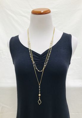 Crystal double Golden chain Necklace, India