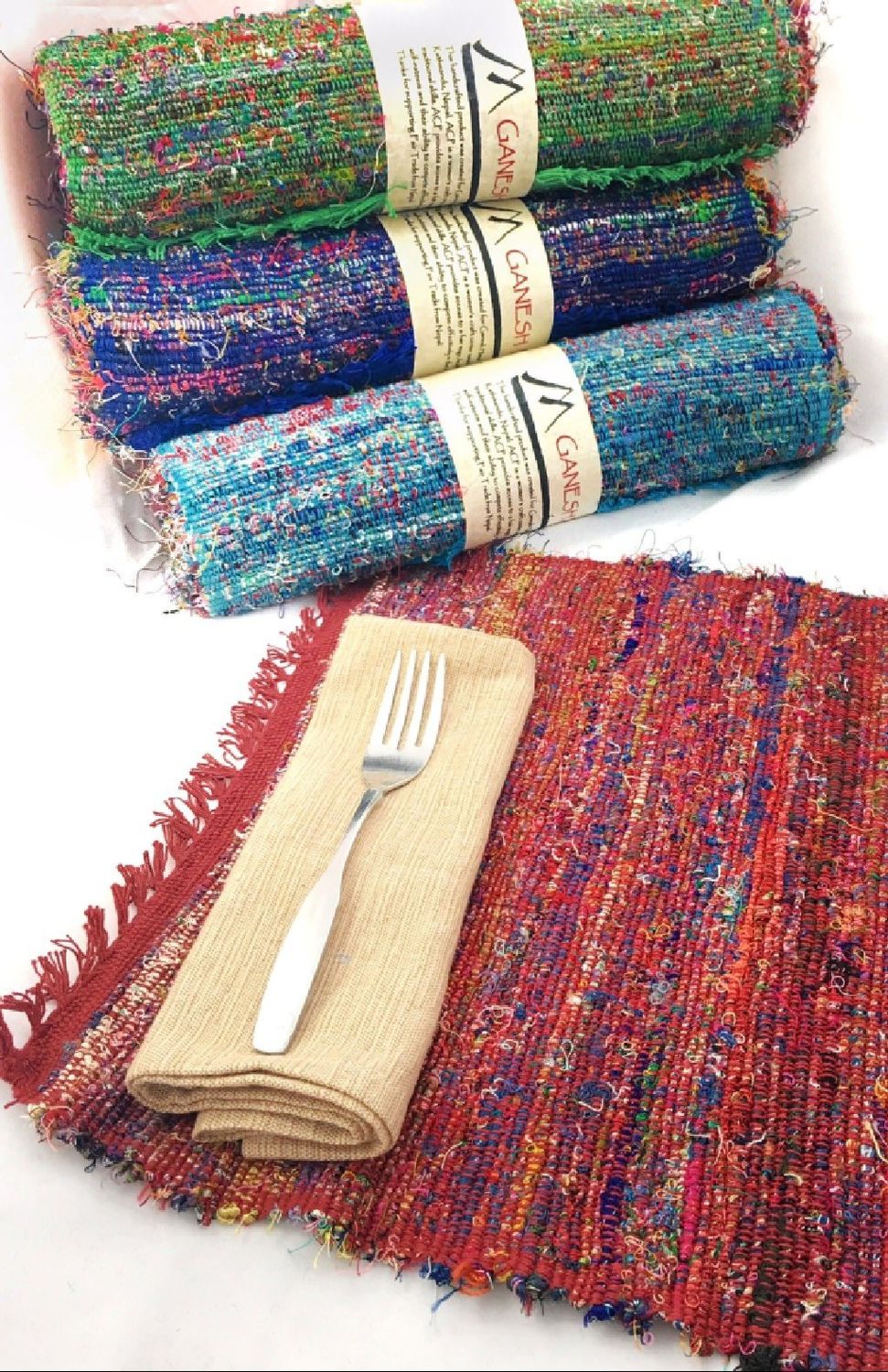 Red Cotton Placemats, Nepal