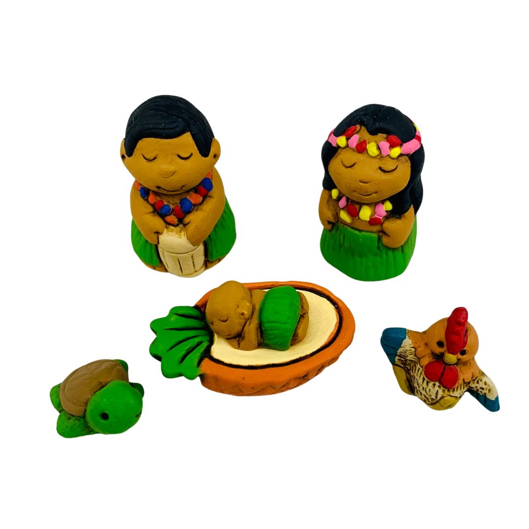 Hawaiian Mini Nativity Set of 6, Peru