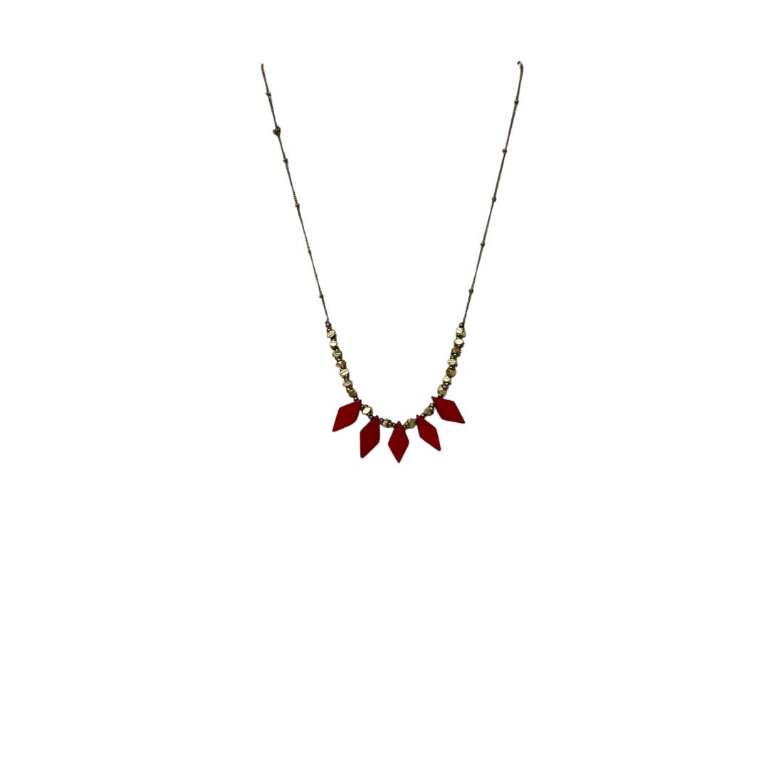 Red Diamond Shaped Beaded Necklace, India
