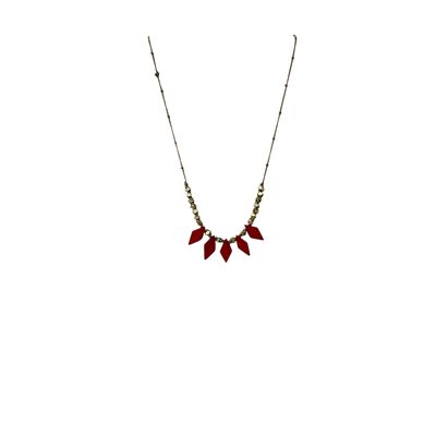 Red Diamond Shaped Beaded Necklace, India