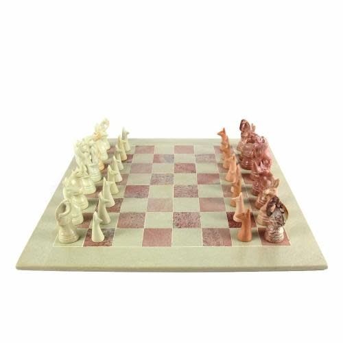 Africa Soapstone Carved Chess Set Animal, Kenya
