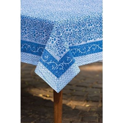 Blue Vine Tablecloth 60&quot;x90&quot;, India