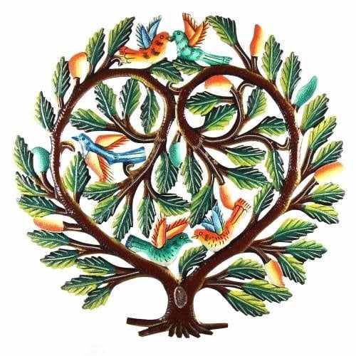 24&quot; Haitian Tree Of Life Cut Metal Wall Art, Haiti