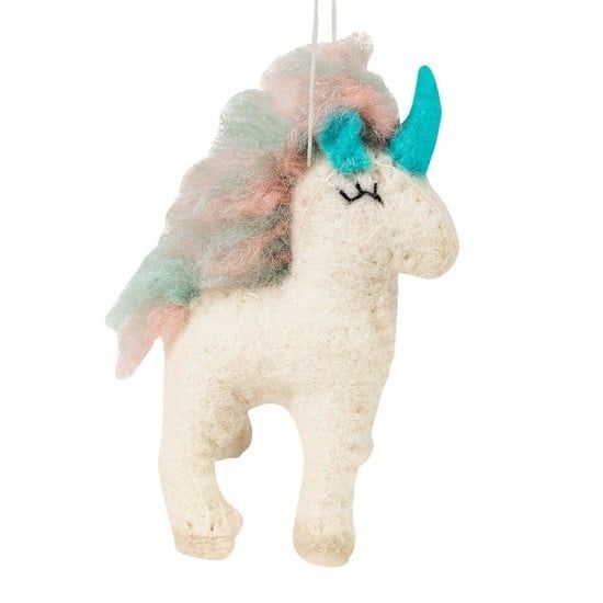 Happy Unicorn Felt Ornament, Nepal