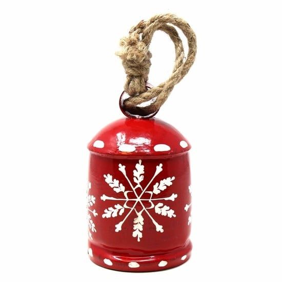 Recycled Red and White Iron Bell, India