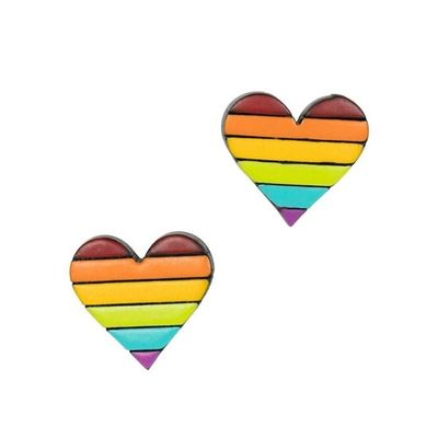 Rainbow Heart Gourd Earrings, Colombia