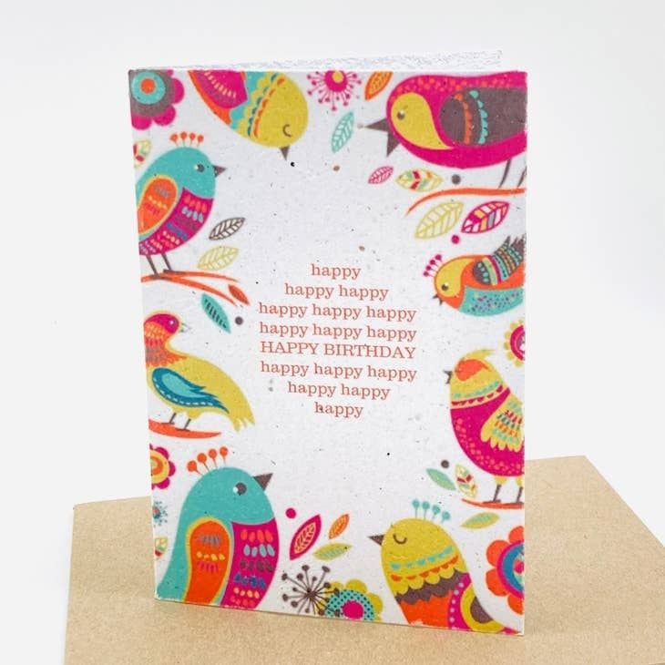 Birthday Birds - Growing Paper Card, South Africa