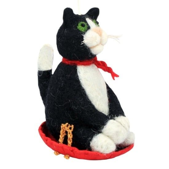 Sledding Kitty Felt Ornament, Nepal
