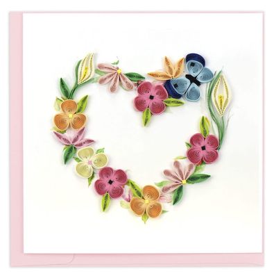 Floral Heart Wreath Quilling Card, Vietnam