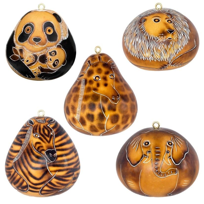 Wild Zoo Animal Gourd Ornament, Peru