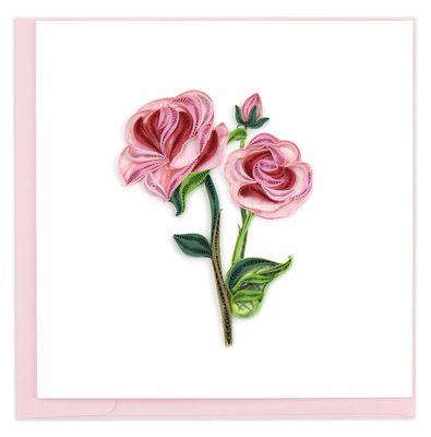 Long Stem Pink Roses Quilling Card, Vietnam