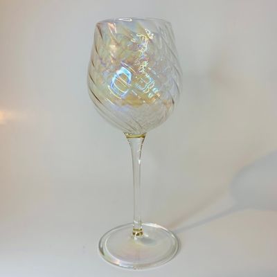 Blown Glass Long Stem Wine Glass Iridescent, Egypt