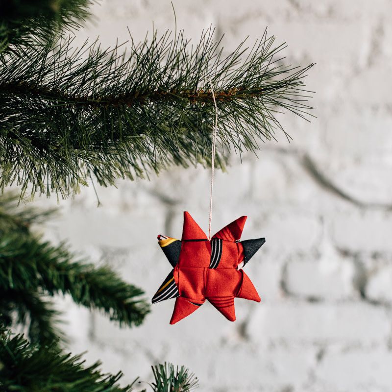 Fabric Star Ornament- Red