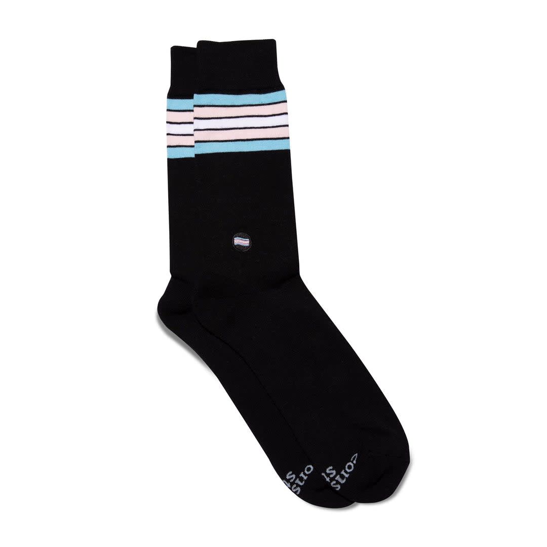 Conscious Step Socks that Save LGBT Live, Black w Stripes, Medium