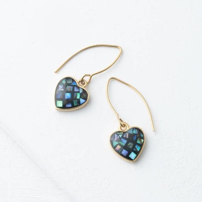 Azure Abalone Heart Earrings, China