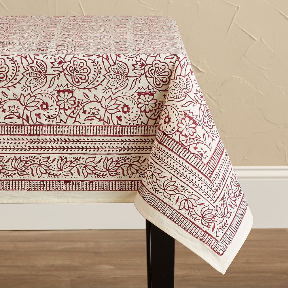 Cranberry Vine Tablecloth 60x90, India