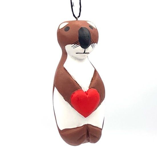 Sea Otter with Heart Balsa Ornament, Nicaragua