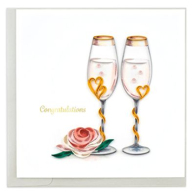 Wedding Toasting Flutes Quilling Card, Vietnam
