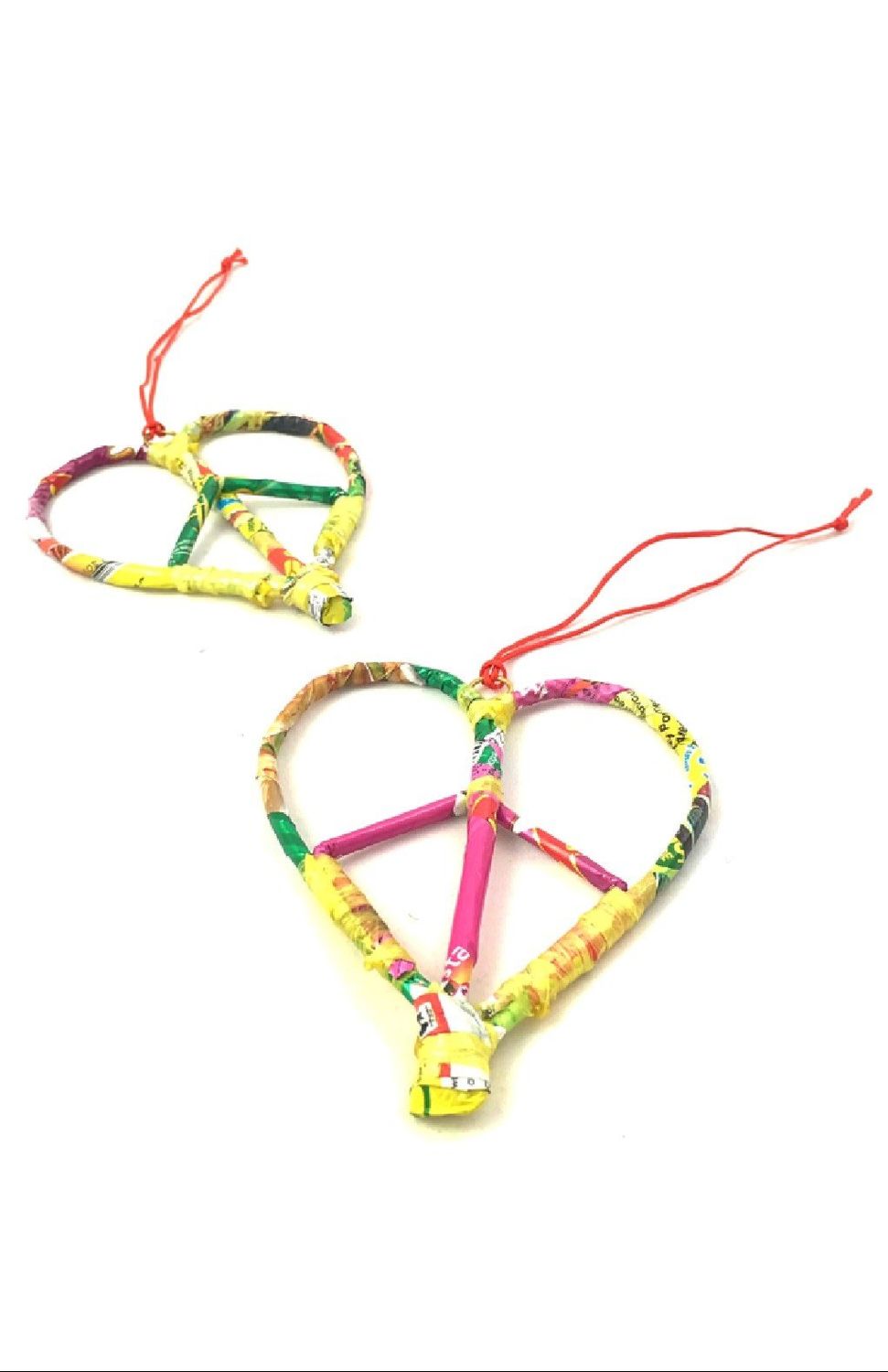 Heart Peace Recycled Wrapper Ornament, Nepal