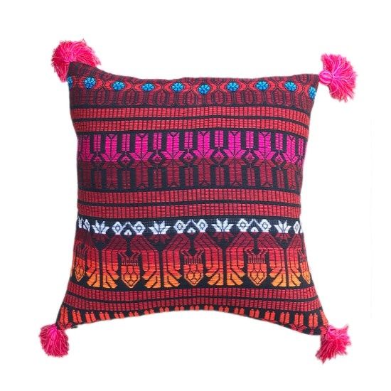 Guatemalan Brocade Throw Cushion Reds, Guatemala